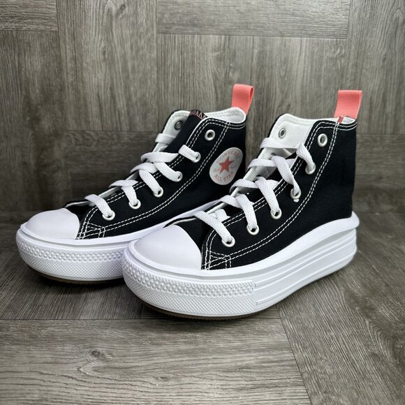 Converse Move Hi Kids size 13 Black White Platform Shoes - Picture 3 of 8